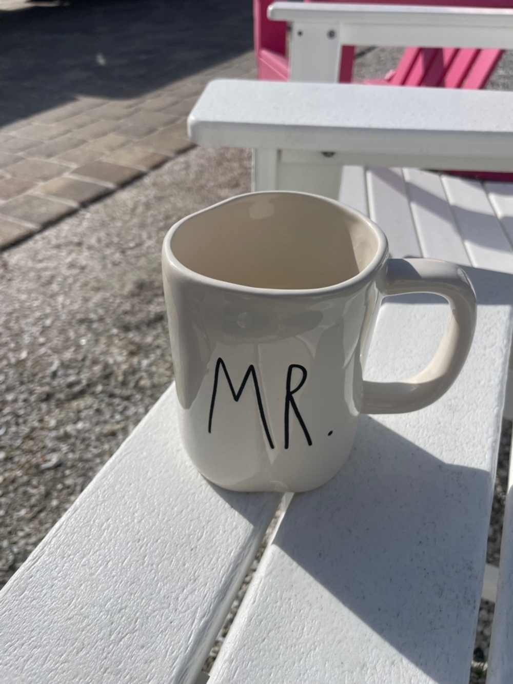 Rae Dunn Cream Ceramic Mug with Black "MR." Lettering